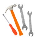 Hammer, screwdriver and wrenches isolated Royalty Free Stock Photo