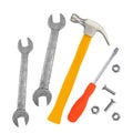 Hammer, screwdriver and wrenches isolated Royalty Free Stock Photo