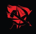 Hammer And Sickle Communism Symbol Red on Black Royalty Free Stock Photo