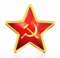 Hammer and sickle communism symbols badge. 3D illustration Royalty Free Stock Photo