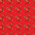 Hammer and sickle repeating seamless pattern on red color