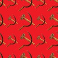 Hammer and sickle seamless pattern on red color in the soviet style Royalty Free Stock Photo