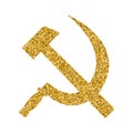 Hammer and sickle. USSR sign. Hand drawn lettering with golden f Royalty Free Stock Photo