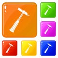 Hammer slag of welder icons set vector color