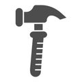 Hammer solid icon. Construction tool vector illustration isolated on white. Instrument glyph style design, designed for