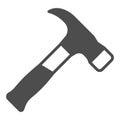 Hammer solid icon, construction tools concept, mallet vector sign on white background, glyph style icon for mobile
