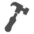 Hammer solid icon, labour day concept, carpentry equipment sign on white background, claw hammer icon in glyph style for