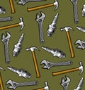 hammer, spark plug and wrench pattern