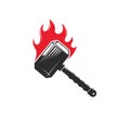 hammer thor burning vector illustration concept design