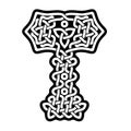 Hammer of Thor in celtic design. Mjolnir. Royalty Free Stock Photo