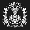 Hammer of Thor Mjolnir Celtic knot, Scandinavian Viking style ornament. Isolated vector illustration. Hand drawing.