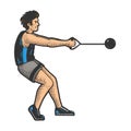 Hammer throw athlete sketch vector illustration Royalty Free Stock Photo