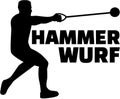 Hammer throw silhouette with german word
