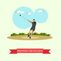 Hammer throw sportsman. Track and field athletics. Flat design