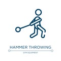 Hammer throwing icon. Linear vector illustration from sport equipment collection. Outline hammer throwing icon vector. Thin line Royalty Free Stock Photo