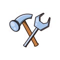 Hammer tool with wrench crossed