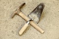 Hammer and trowel tool mason Royalty Free Stock Photo
