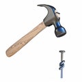 Hammer trying to drive knotted nail 3D Royalty Free Stock Photo