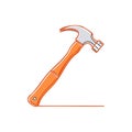 Hammer vector illustration with orange handle, construction equipment tool graphic Royalty Free Stock Photo