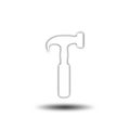 Hammer white icon, sign, illustration