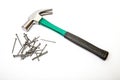Hammer with wood nails Royalty Free Stock Photo