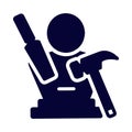 Hammer, worker, electric worker icon