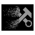 White Decomposed Dotted Halftone Hammer And Wrench Icon