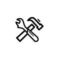 Hammer And Wrench Line Icon In Flat Style For App, UI, Websites. Black Icon Vector Illustration Royalty Free Stock Photo