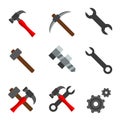 Hammer Wrench Spanner Gear Element Icon Vector