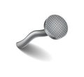 Hammered nail on surface. Iron, steel or silver pin head. Bent metal spike or hobnail with cap in cartoon style. Vector