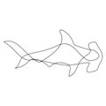 Hammerhead. One line fish design silhouette. Logo design. Hand drawn minimalism style vector illustration. Royalty Free Stock Photo