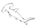 Hammerhead shark. Black hand drawing outline vector image.