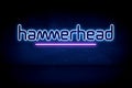 hammerhead shark - blue neon announcement signboard Royalty Free Stock Photo
