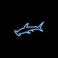 hammerhead shark icon in neon style. One of sea animals collection icon can be used for UI, UX