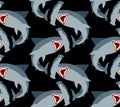 Hammerhead shark pattern seamless. Fish hammer background. marine predator texture