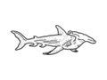 Hammerhead shark sketch vector illustration