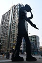 The Hammering Man by Johnathan Borofsky outside the Seattle Art Museum in Washington state Royalty Free Stock Photo