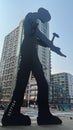 The Hammering Man by Johnathan Borofsky outside the Seattle Art Museum in Washington state Royalty Free Stock Photo