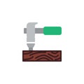 Hammering nails into wood flat icon Royalty Free Stock Photo