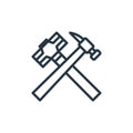 hammers icon vector from labour day concept. Thin line illustration of hammers editable stroke. hammers linear sign for use on web
