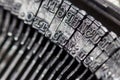 Hammers with letters, numbers and punctuation. Internal structure of the old Soviet typewriter close-up Royalty Free Stock Photo