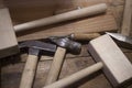 Hammers are on the table. Instruments Royalty Free Stock Photo