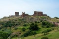 Hammershus, Bornholm / Denmark - July 29 2019: Old fortification on the Danish island of Bornholm with the ruins on top of a hill