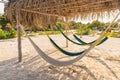 Hammock on the beach under a canopy, mexico Royalty Free Stock Photo