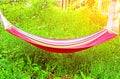 Hammock in garden and sun light. Morning Royalty Free Stock Photo