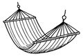 Hammock hanging drawing. Hand drawn summer symbol