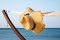 Hammock and hat at . Time to relax Royalty Free Stock Photo