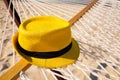 Hammock and hat at seaside Royalty Free Stock Photo