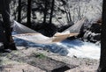 Hammock hung near river Royalty Free Stock Photo