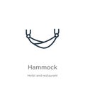 Hammock icon. Thin linear hammock outline icon isolated on white background from hotel collection. Line vector hammock sign,